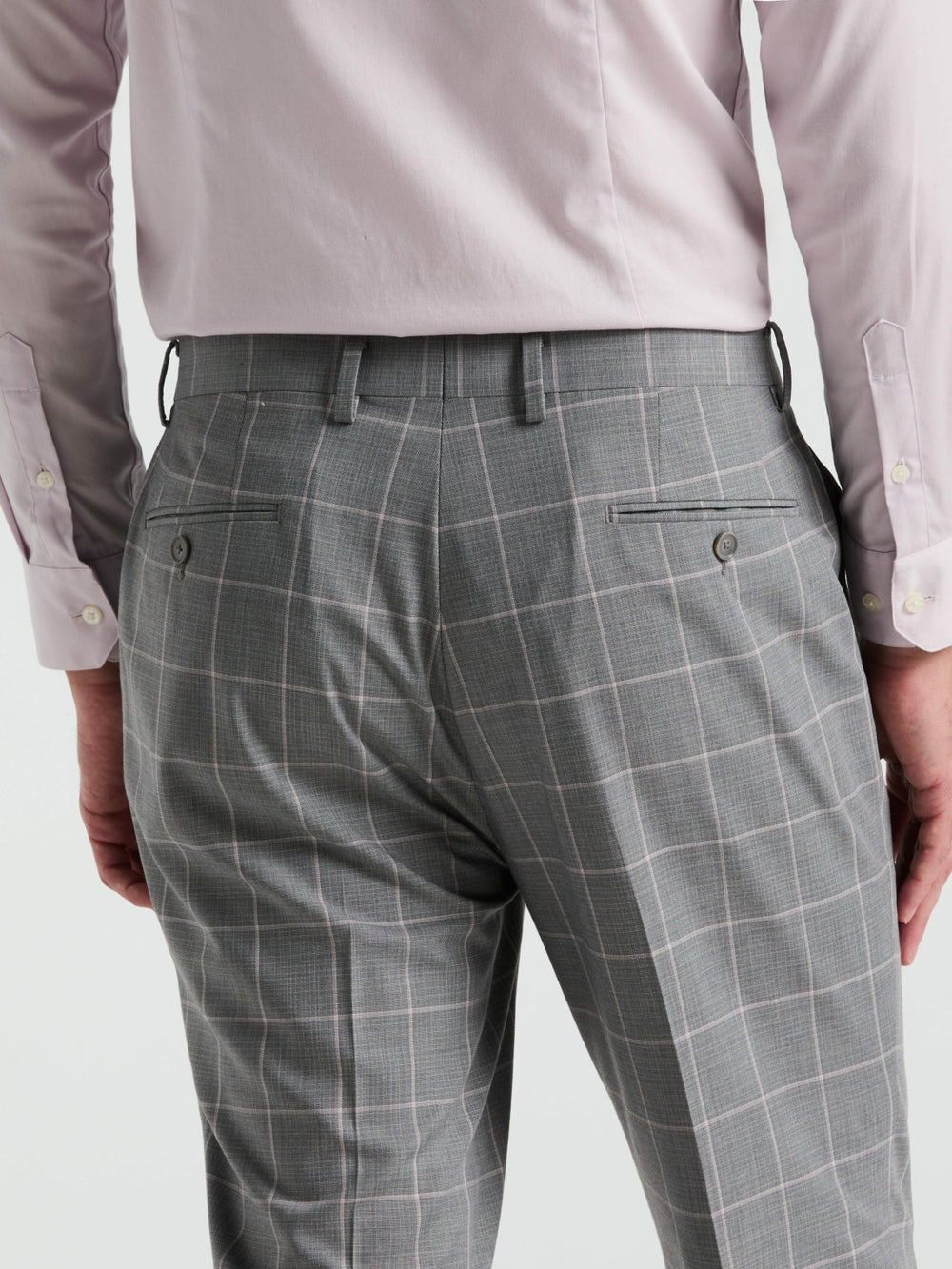 Slim Fit Windowpane Pattern Suit Pant