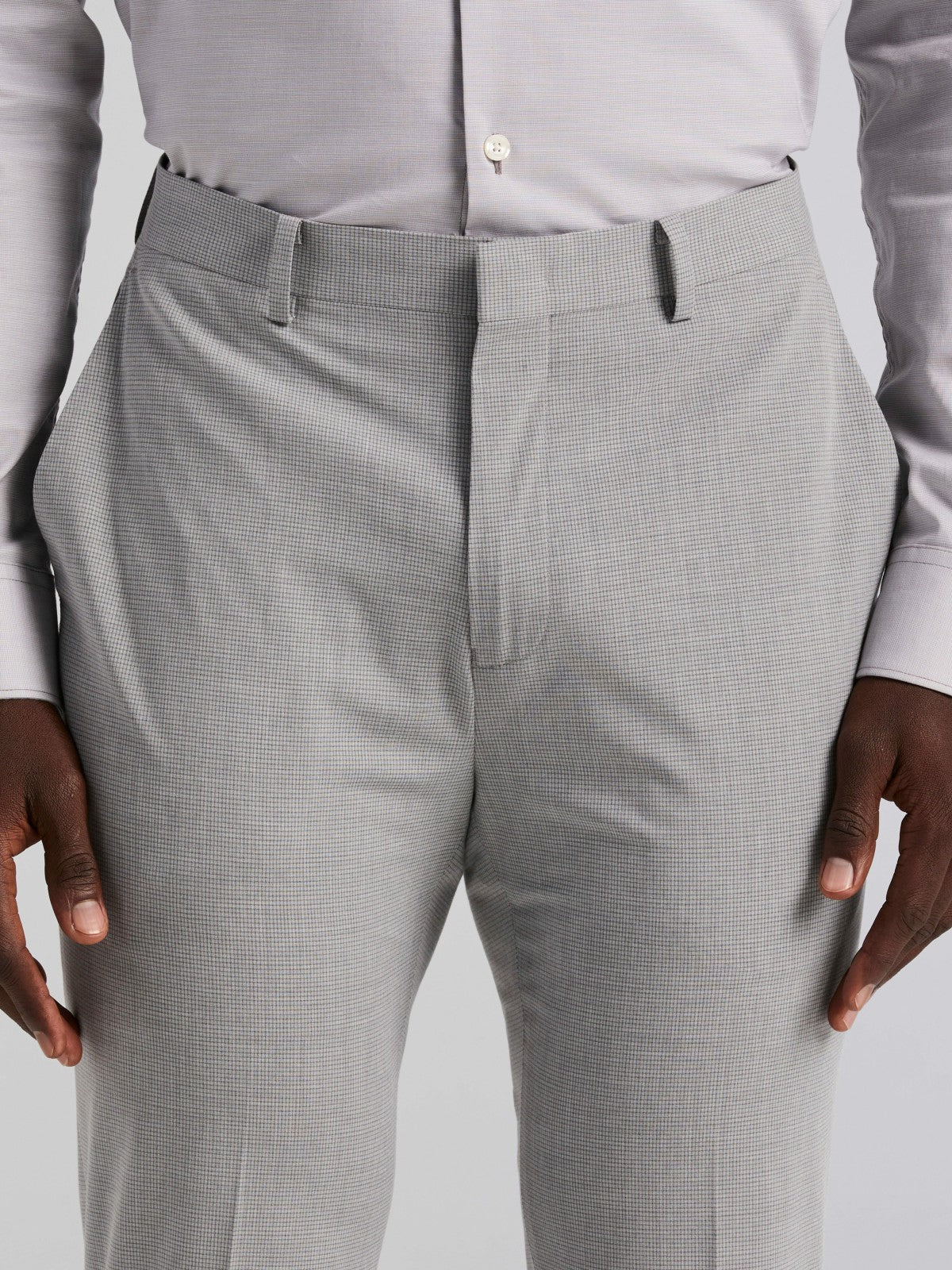 Slim Fit Mini Grid Pattern Suit Pant