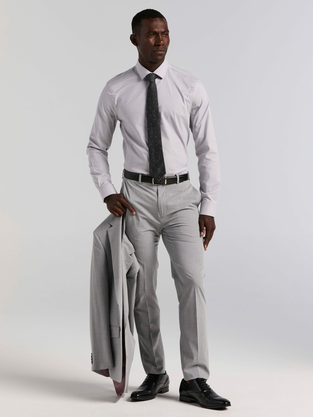 Slim Fit Mini Grid Pattern Suit Pant