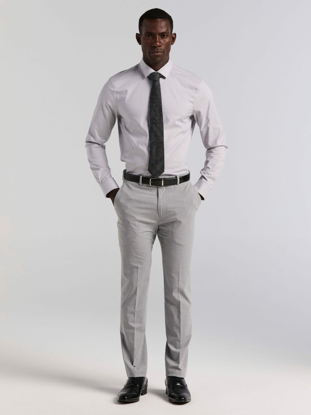 Slim Fit Mini Grid Pattern Suit Pant
