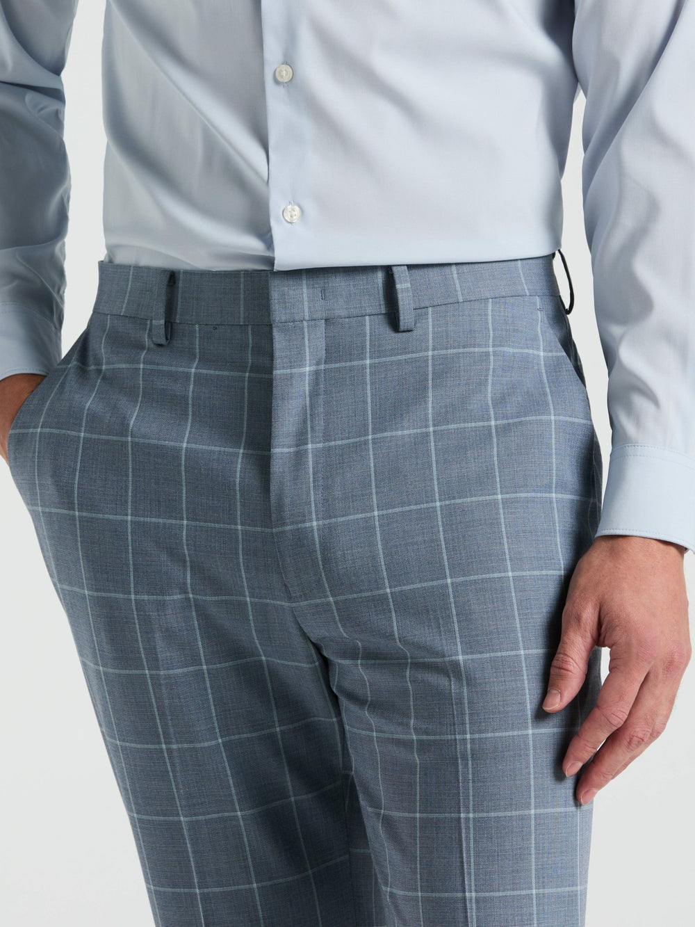 Slim Fit Windowpane Pattern Suit Pant