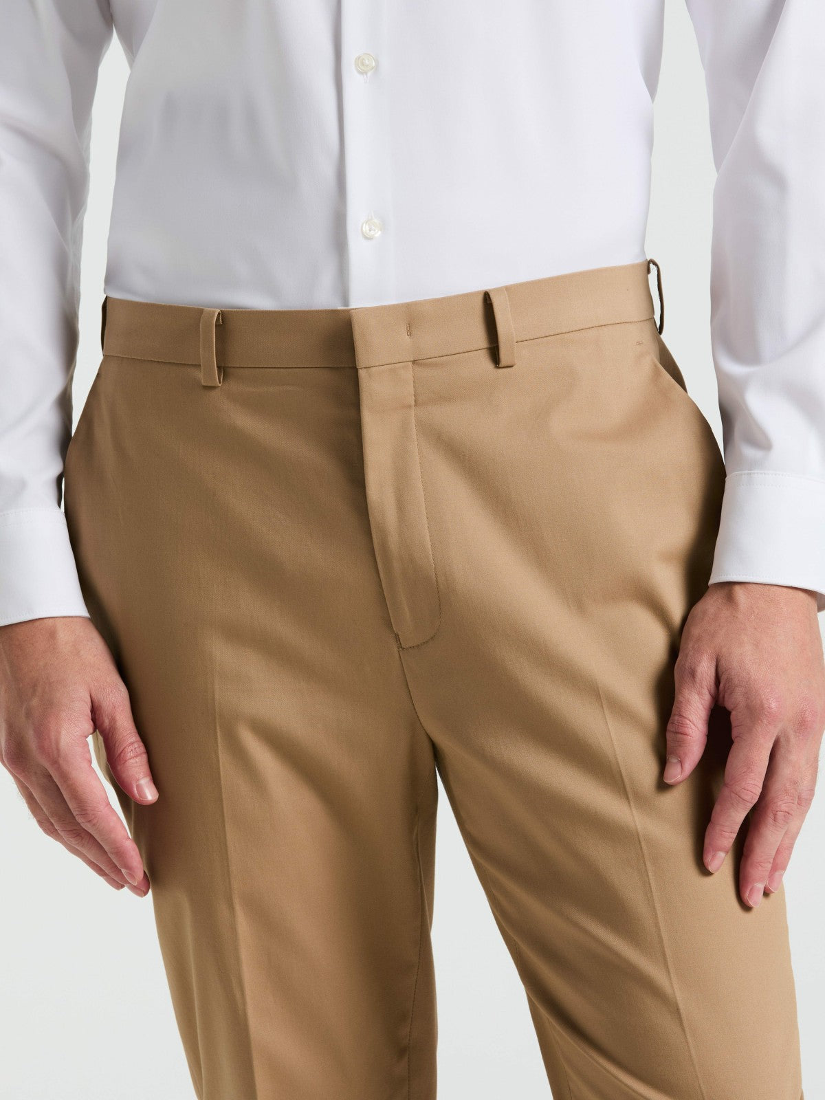 Slim Fit Solid Cotton Blend Suit Pant