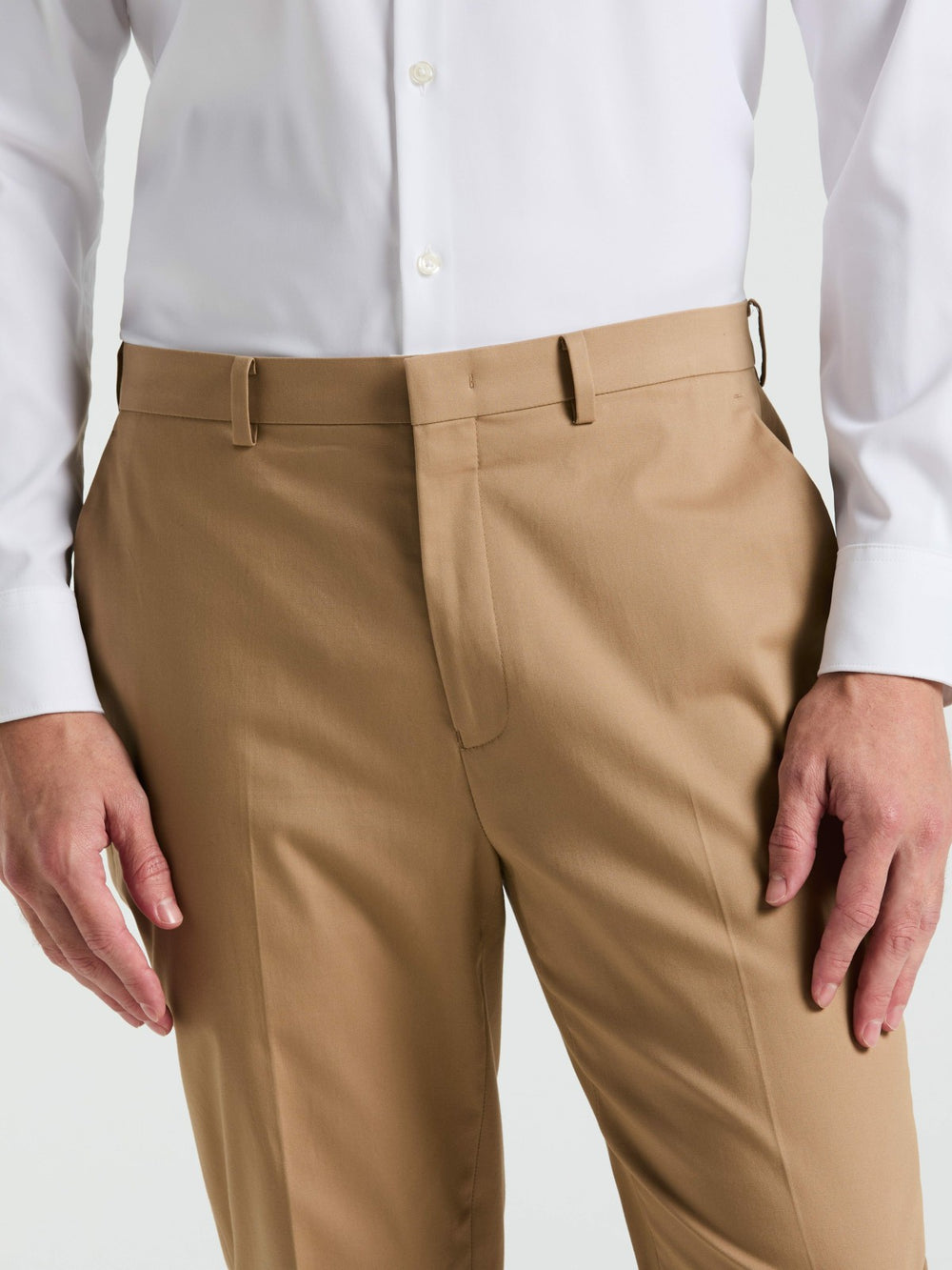 Slim Fit Solid Cotton Blend Suit Pant