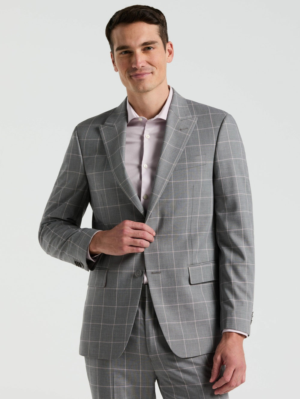 Slim Fit Windowpane Pattern Suit Jacket
