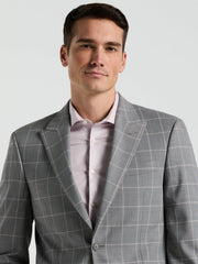 Slim Fit Windowpane Pattern Suit Jacket