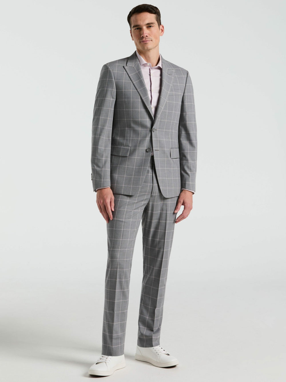 Slim Fit Windowpane Pattern Suit Jacket