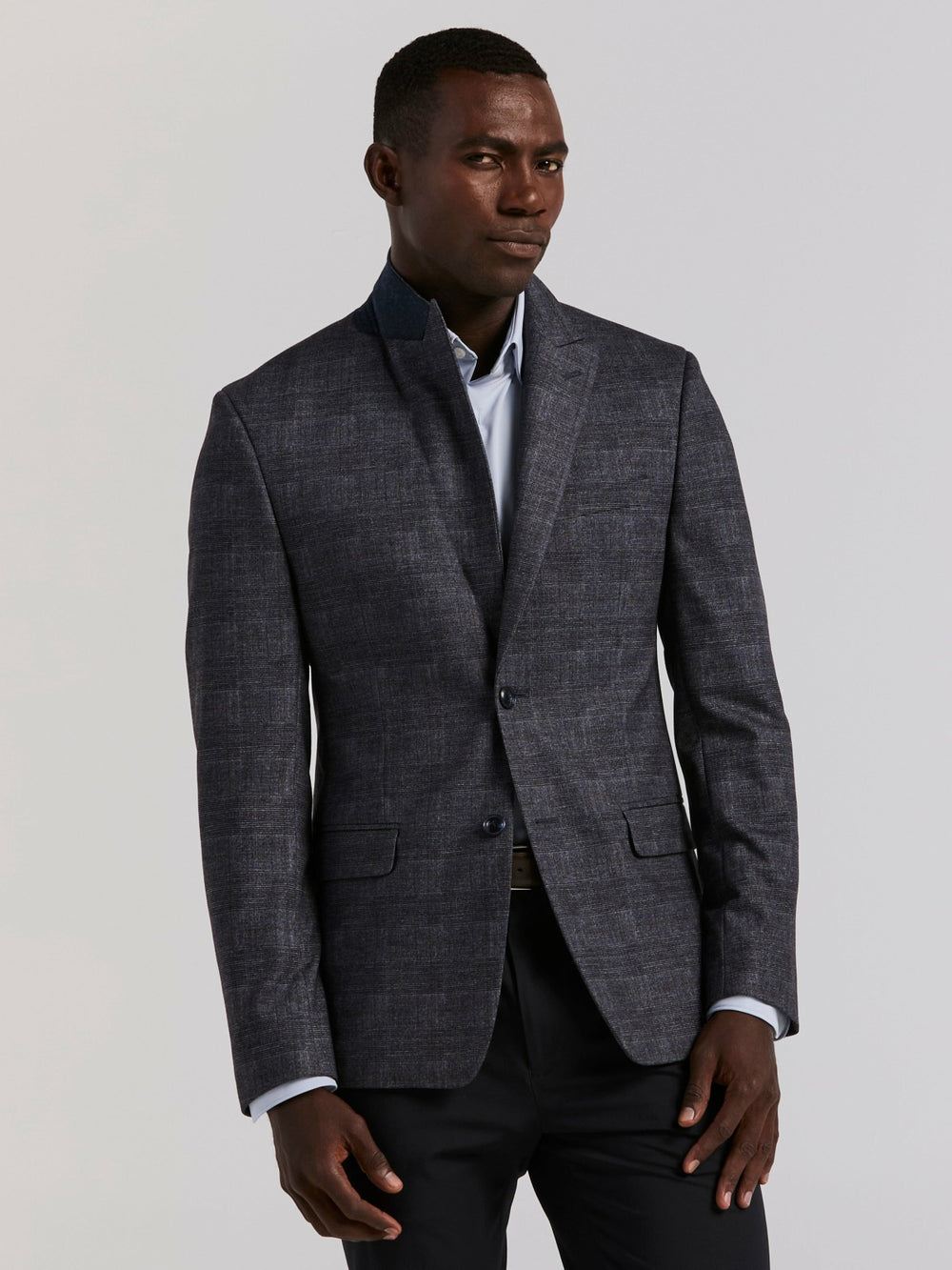 Plaid Knit Skinny Fit Sport Coat