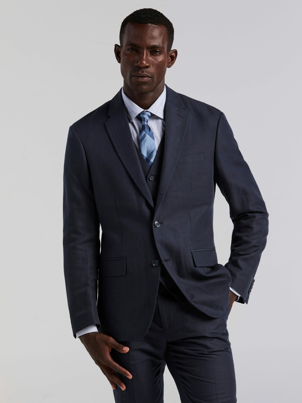 Linen Blend Herringbone Suit Jacket