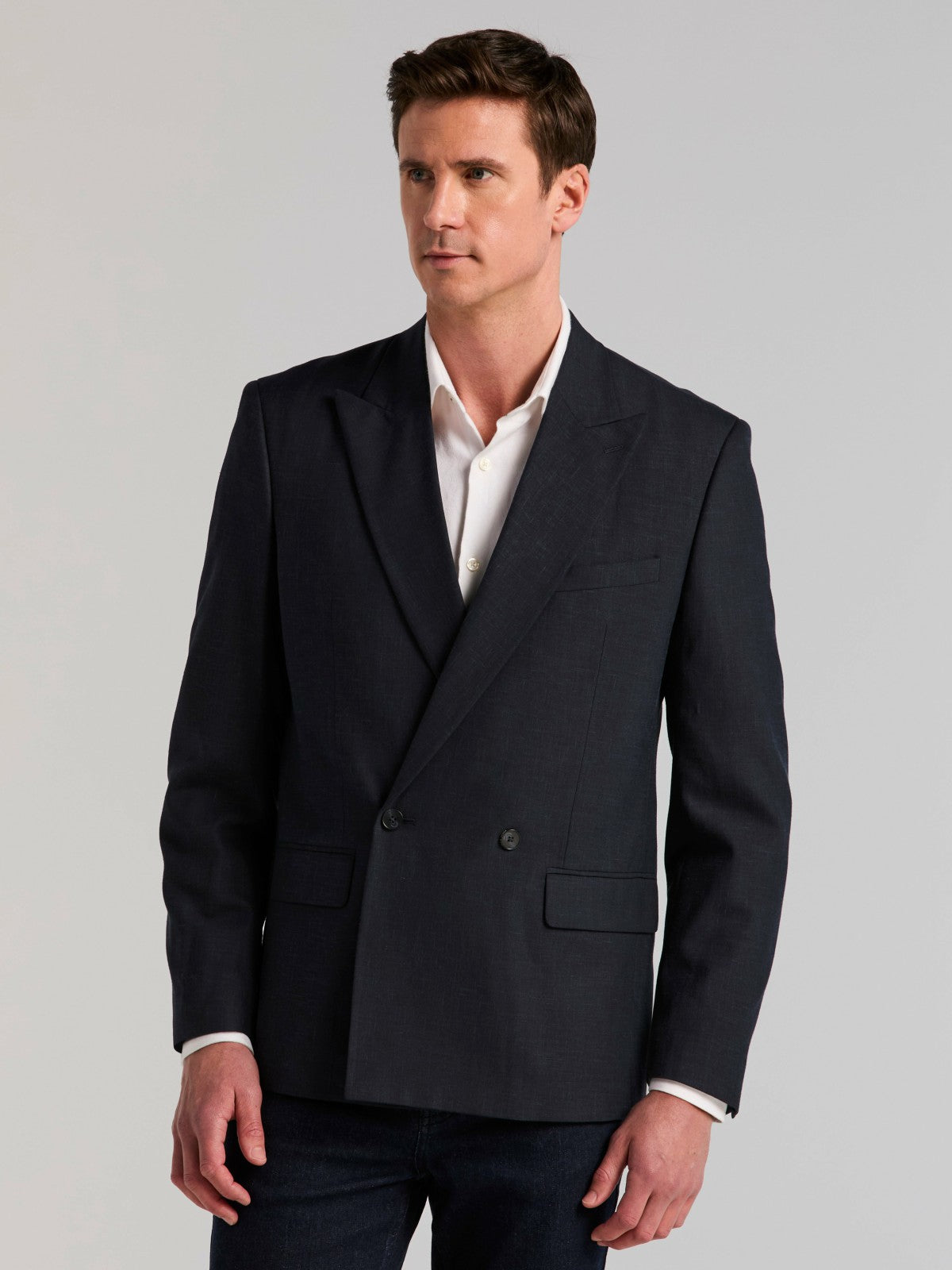 Stretch Double Breasted Suit Jacket