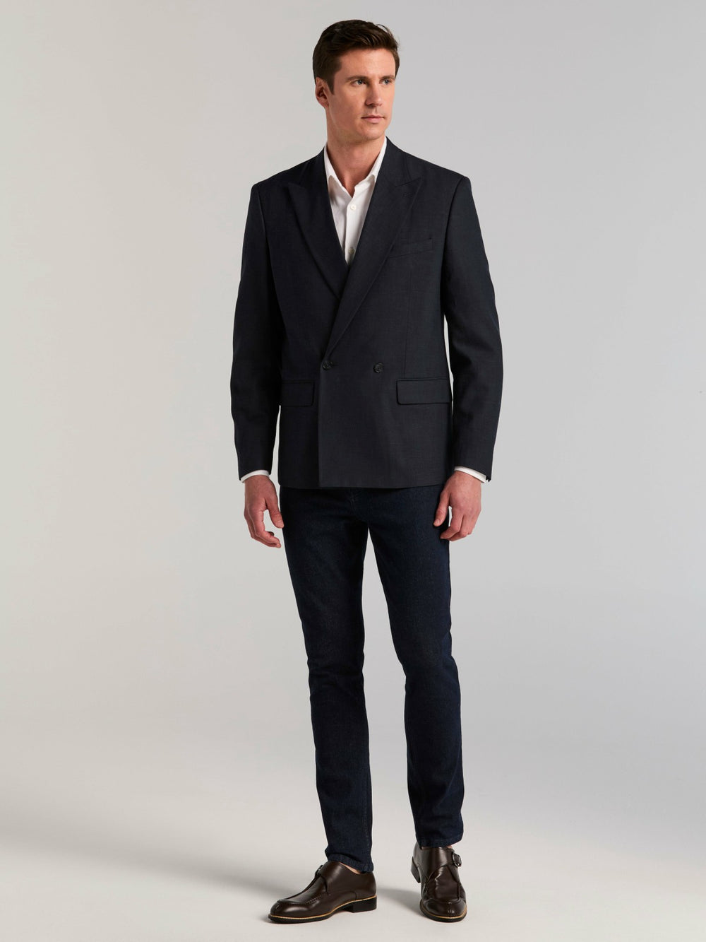 Stretch Double Breasted Suit Jacket