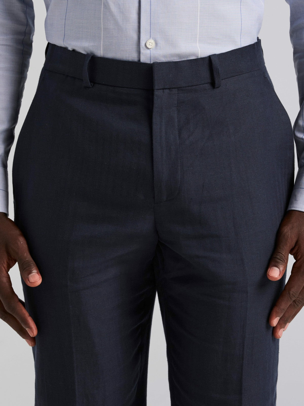 Linen Blend Herringbone Suit Pant