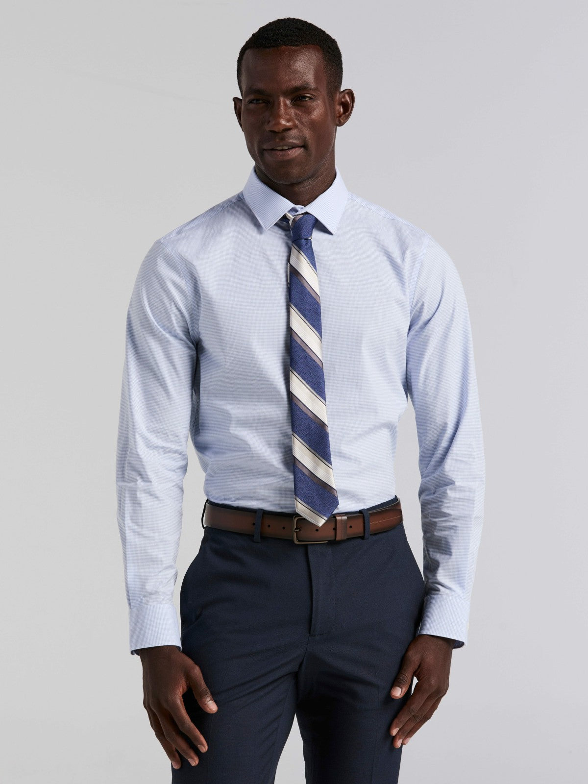 Mini Check Slim Fit Cotton Shirt