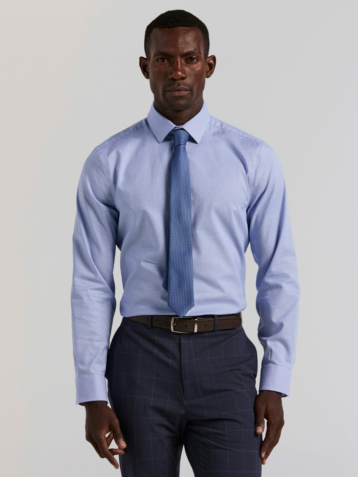 Houndstooth Dobby Cotton Stretch Dress Shirt