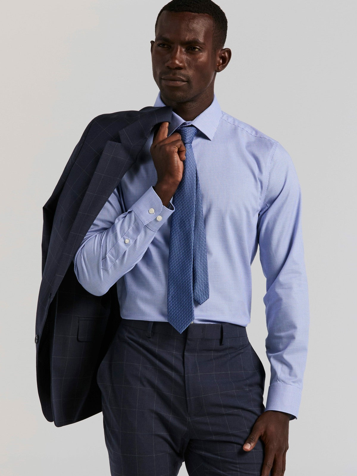 Houndstooth Dobby Cotton Stretch Dress Shirt