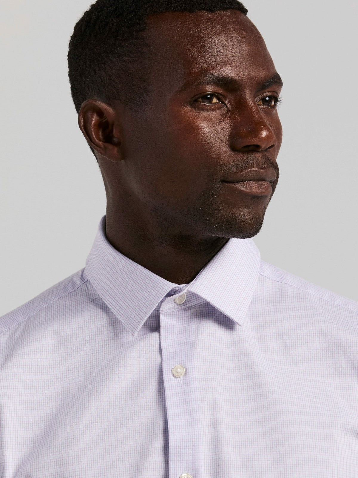Cotton Mini Plaid Slim Fit Dress Shirt