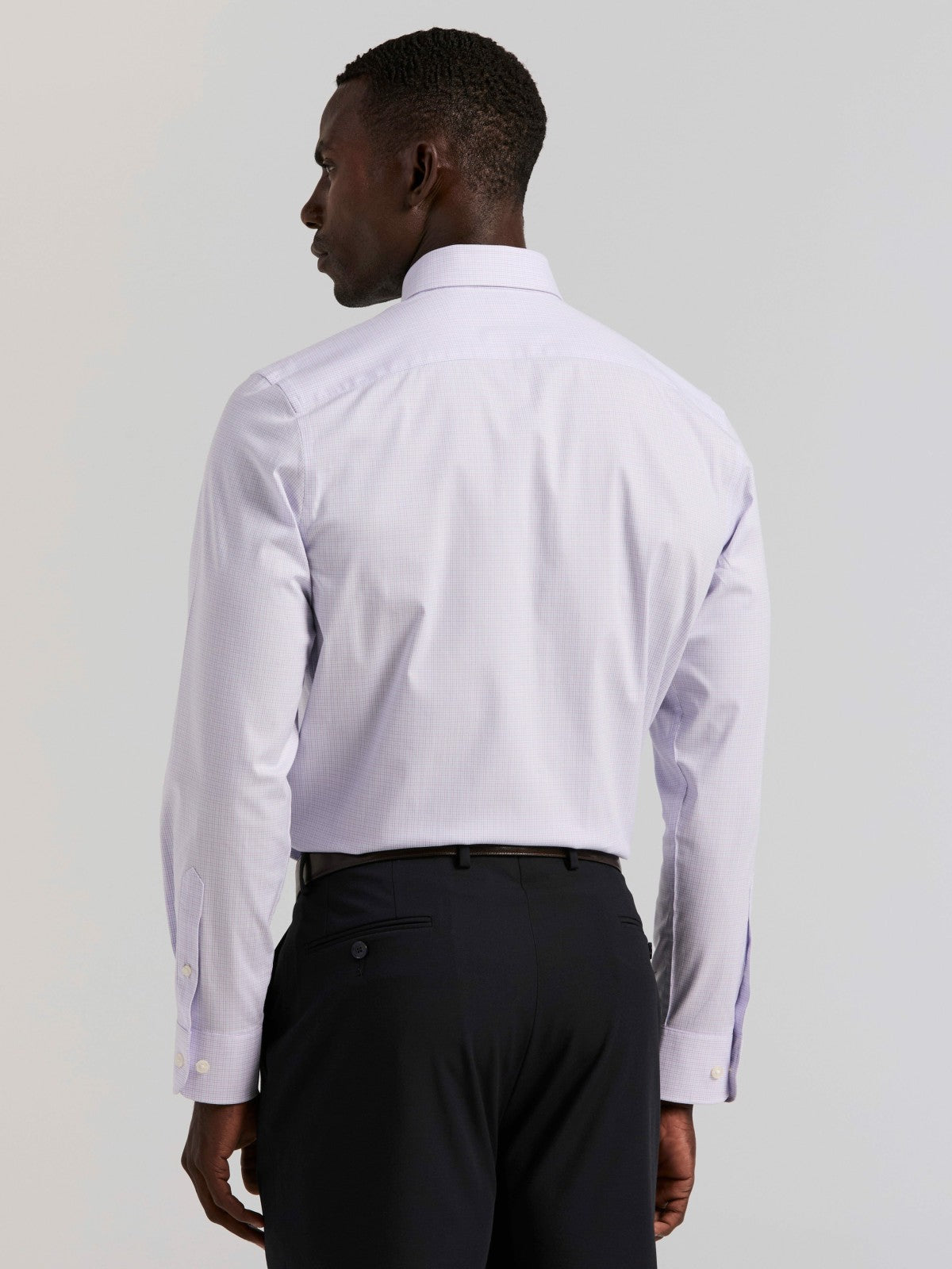 Cotton Mini Plaid Slim Fit Dress Shirt