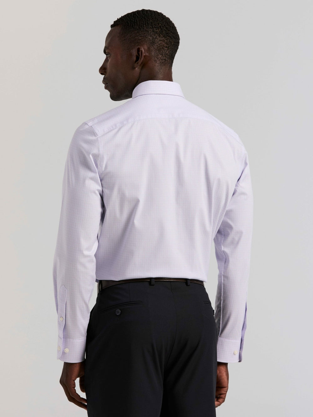Cotton Mini Plaid Slim Fit Dress Shirt