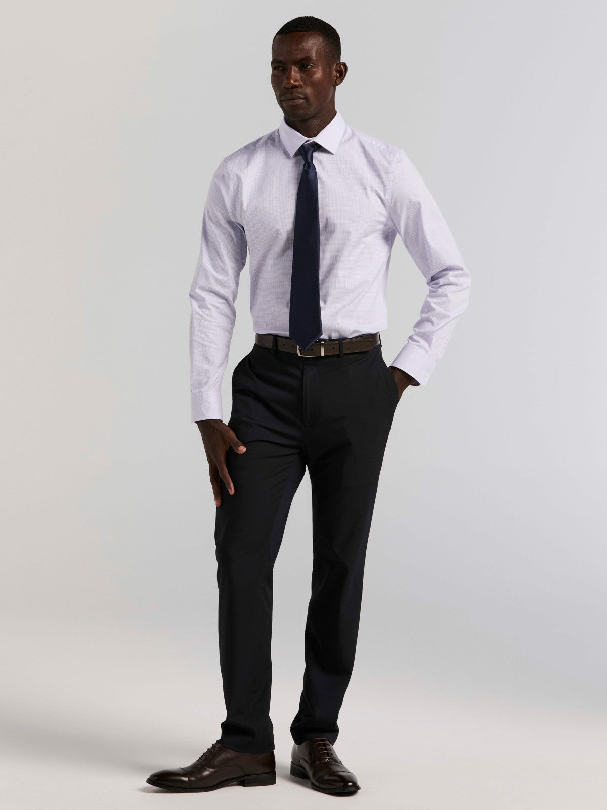 Cotton Mini Plaid Slim Fit Dress Shirt
