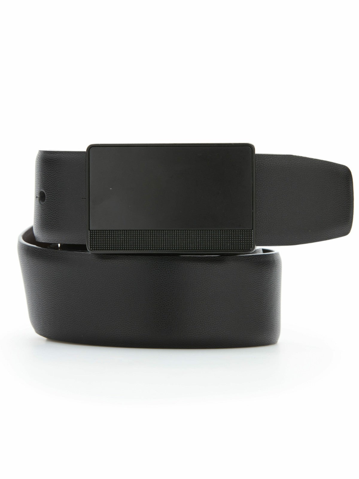 Reversible Leather Belt with Black Pattern Plaque