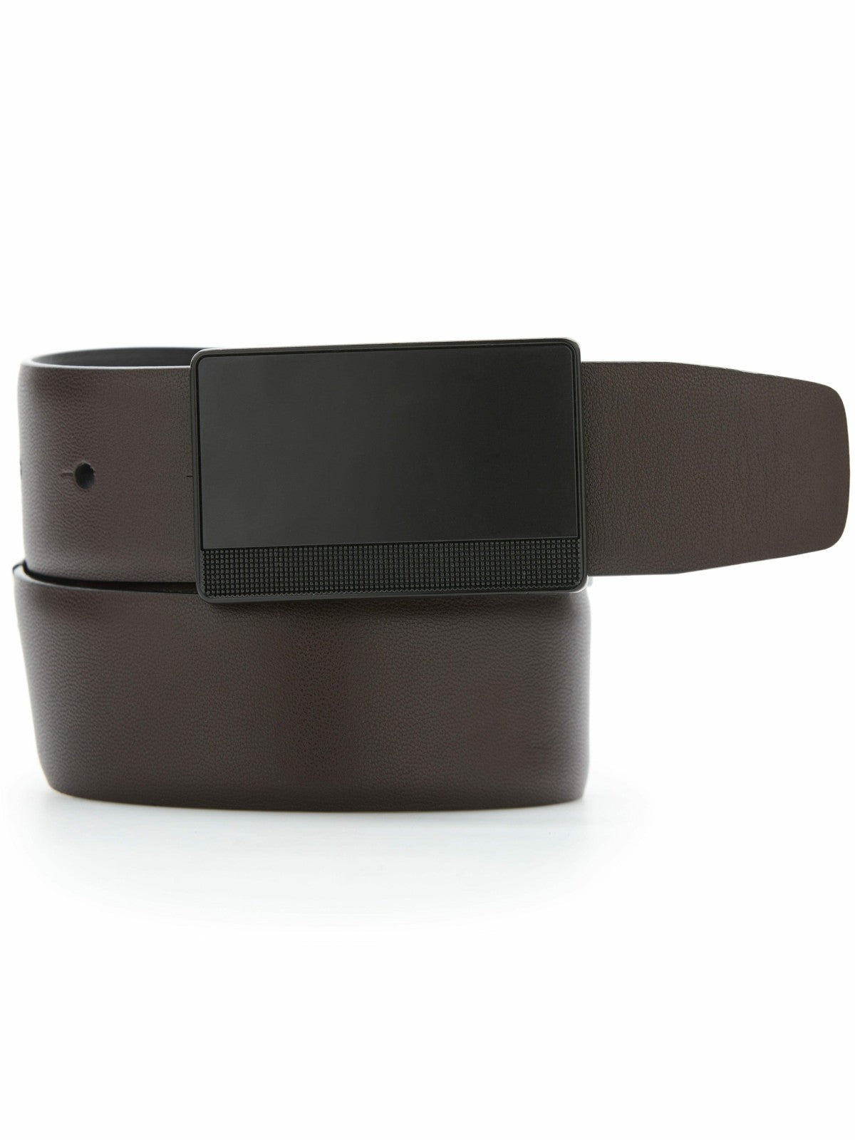 Reversible Leather Belt with Black Pattern Plaque