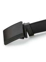 Reversible Leather Belt with Black Pattern Plaque