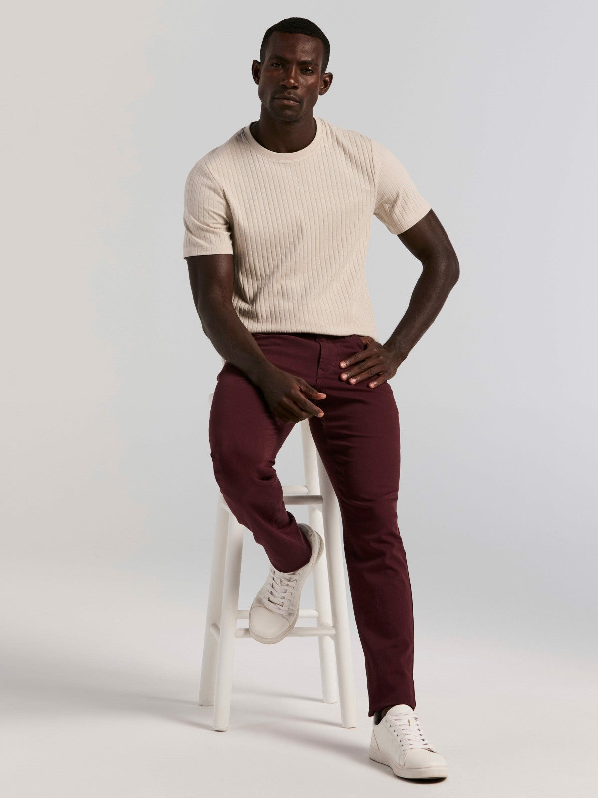 Slim Fit Dyed Solid Twill Five Pocket Pant
