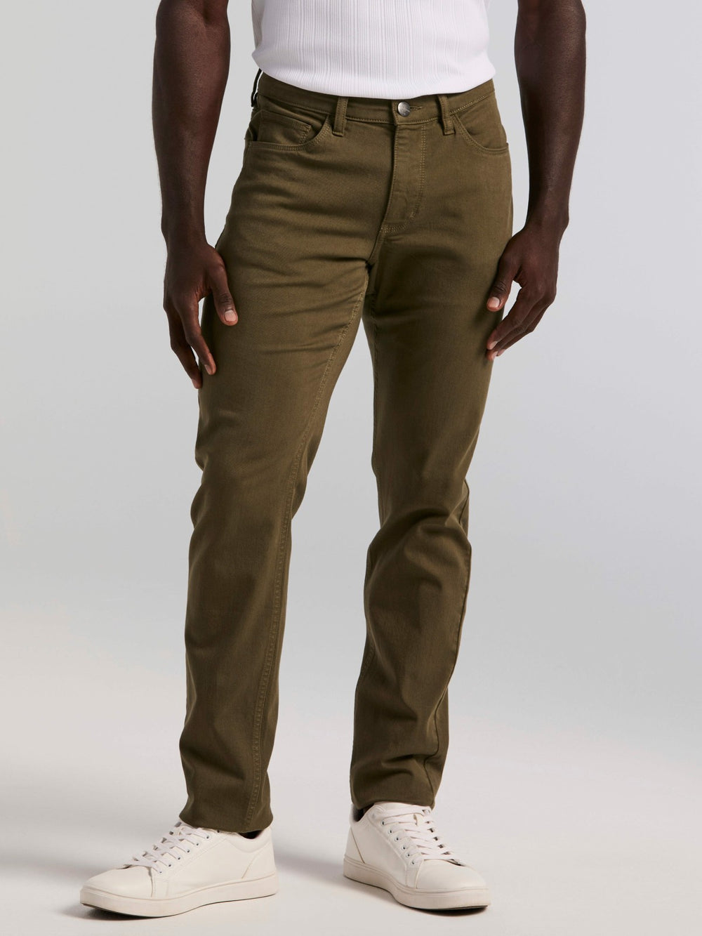 Slim Fit Dyed Solid Twill Five Pocket Pant