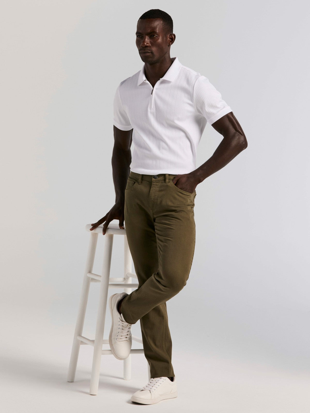 Slim Fit Dyed Solid Twill Five Pocket Pant