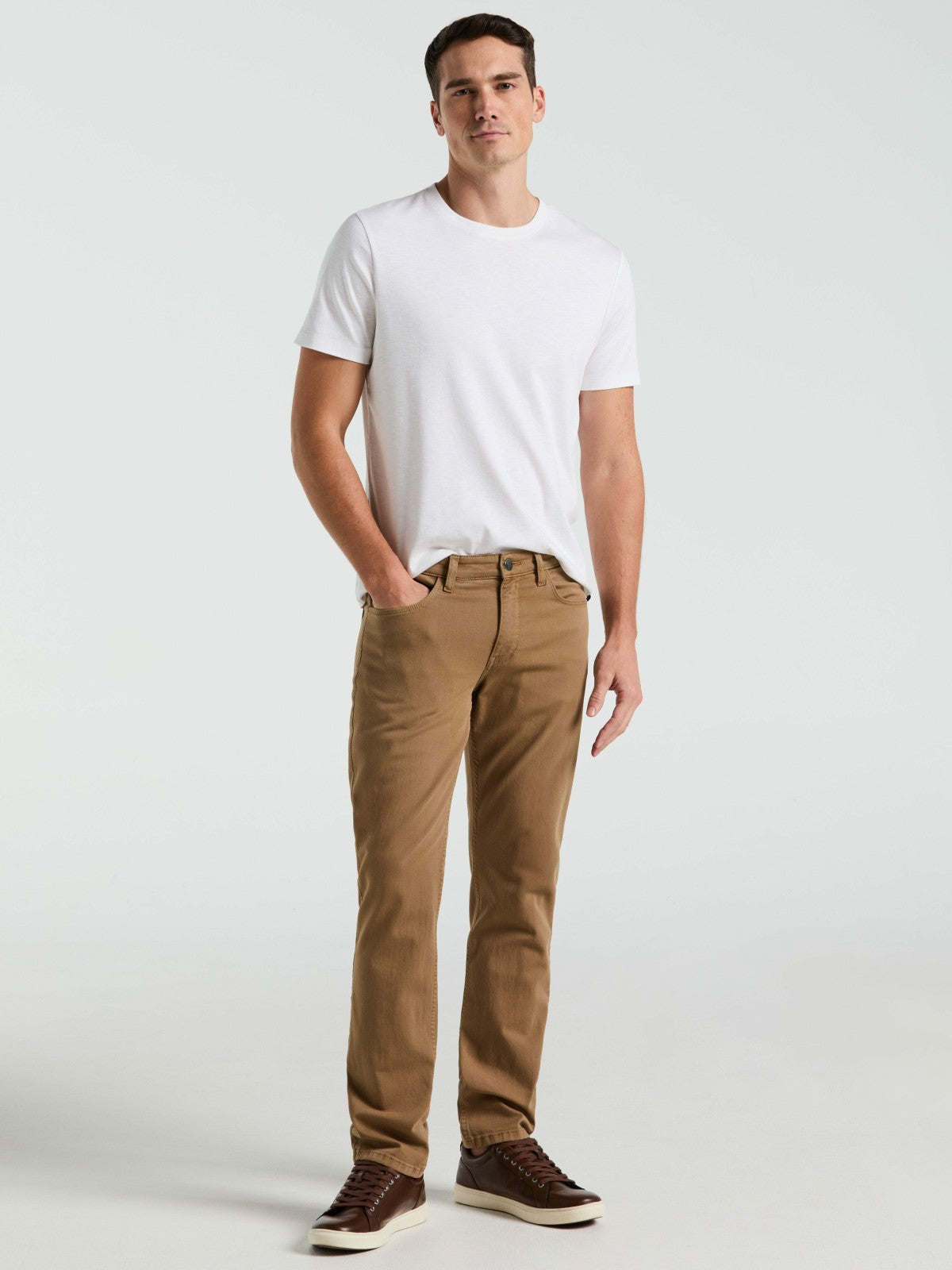 Slim Fit Dyed Solid Twill Five Pocket Pant