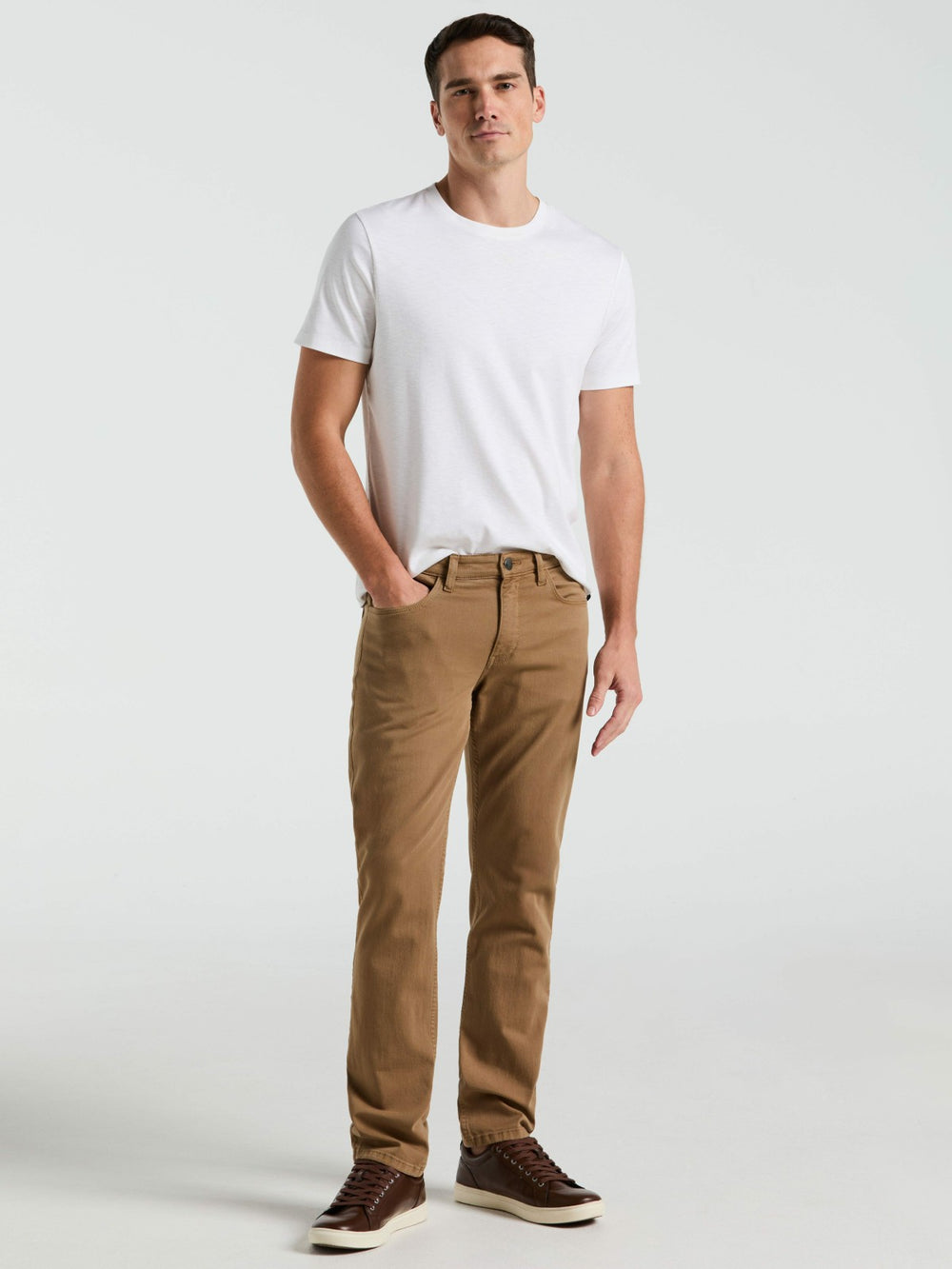 Slim Fit Dyed Solid Twill Five Pocket Pant