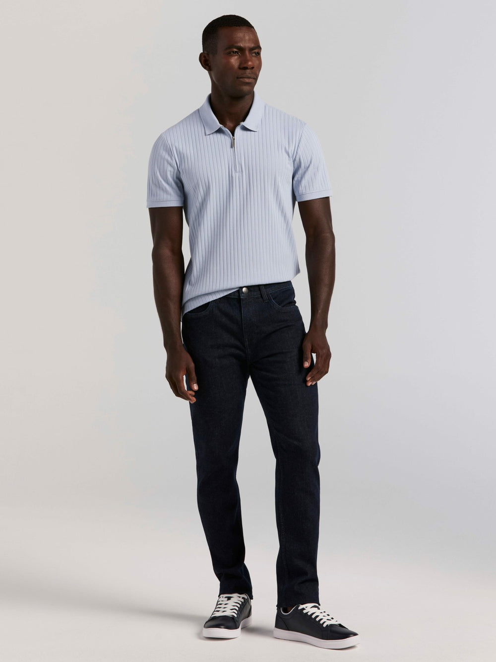 Slim Fit Indigo Rinse 5-Pocket Stretch Denim Jeans