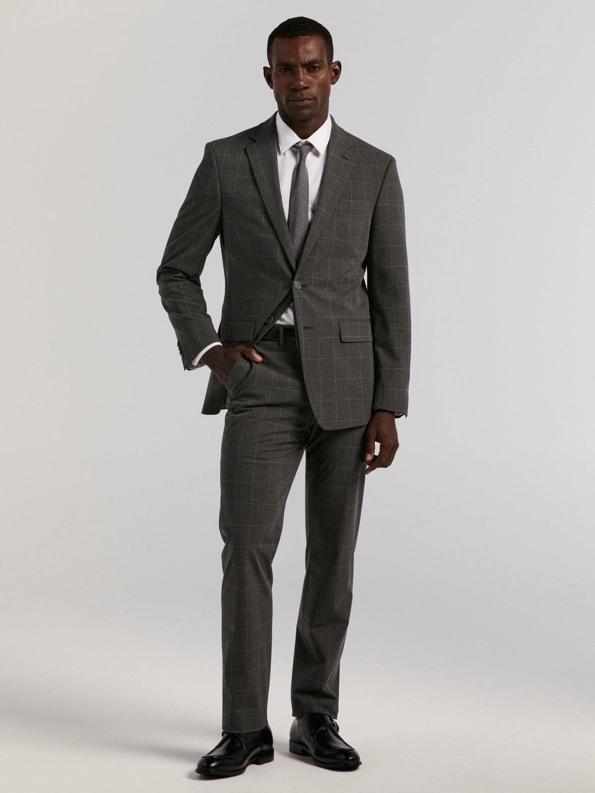 Slim Fit Windowpane Suit Pant