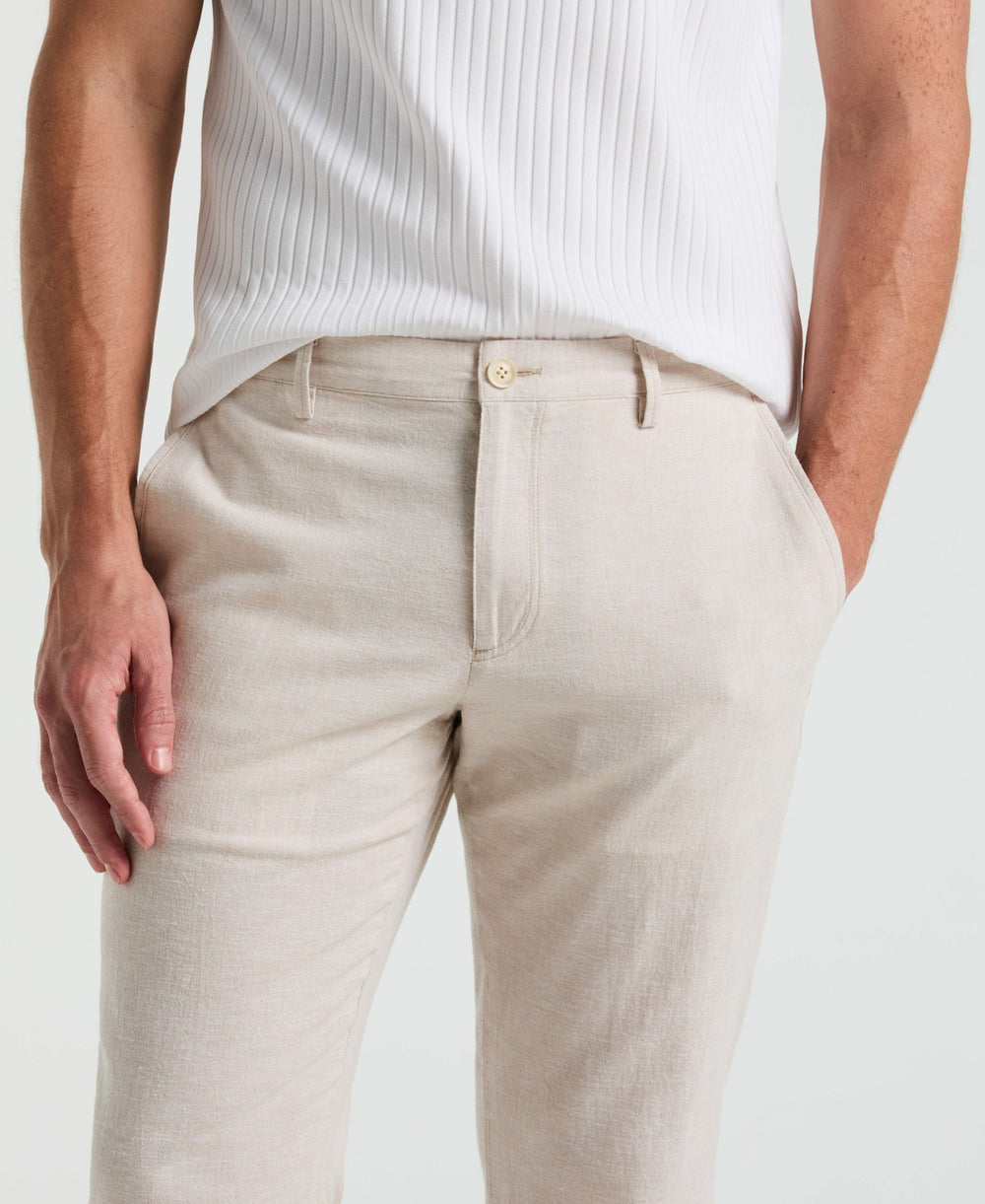 Slim Fit Flat Front Linen Blend Chino Pant