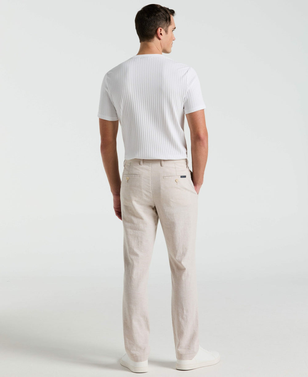 Slim Fit Flat Front Linen Blend Chino Pant