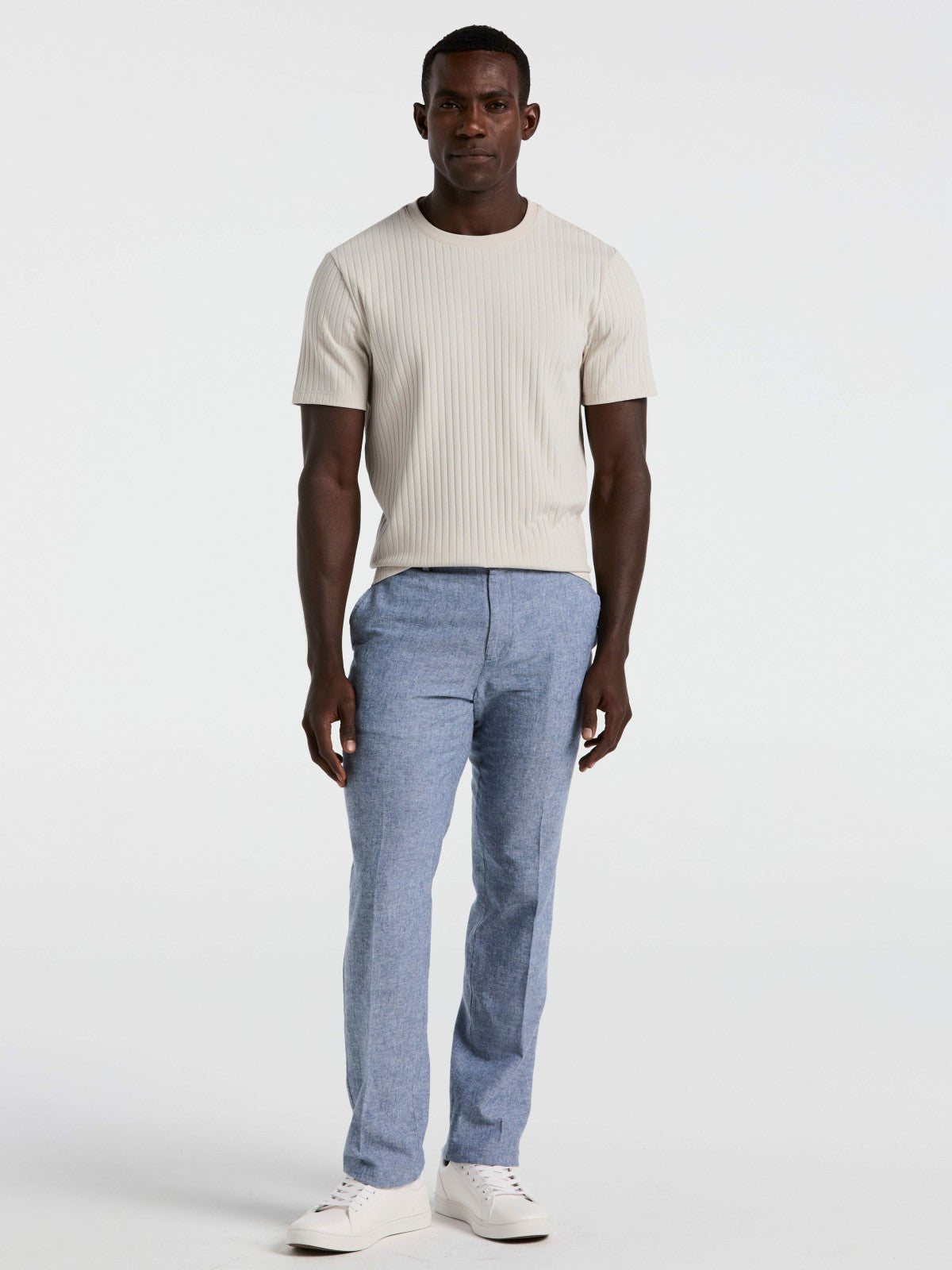 Slim Fit Flat Front Linen Blend Chino Pant