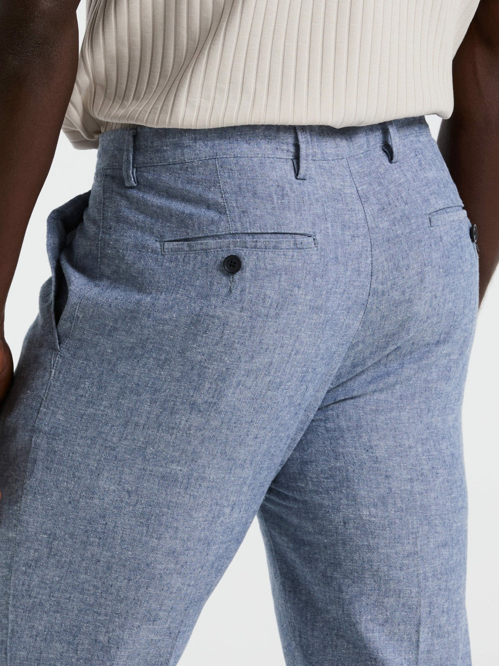 Slim Fit Flat Front Linen Blend Chino Pant