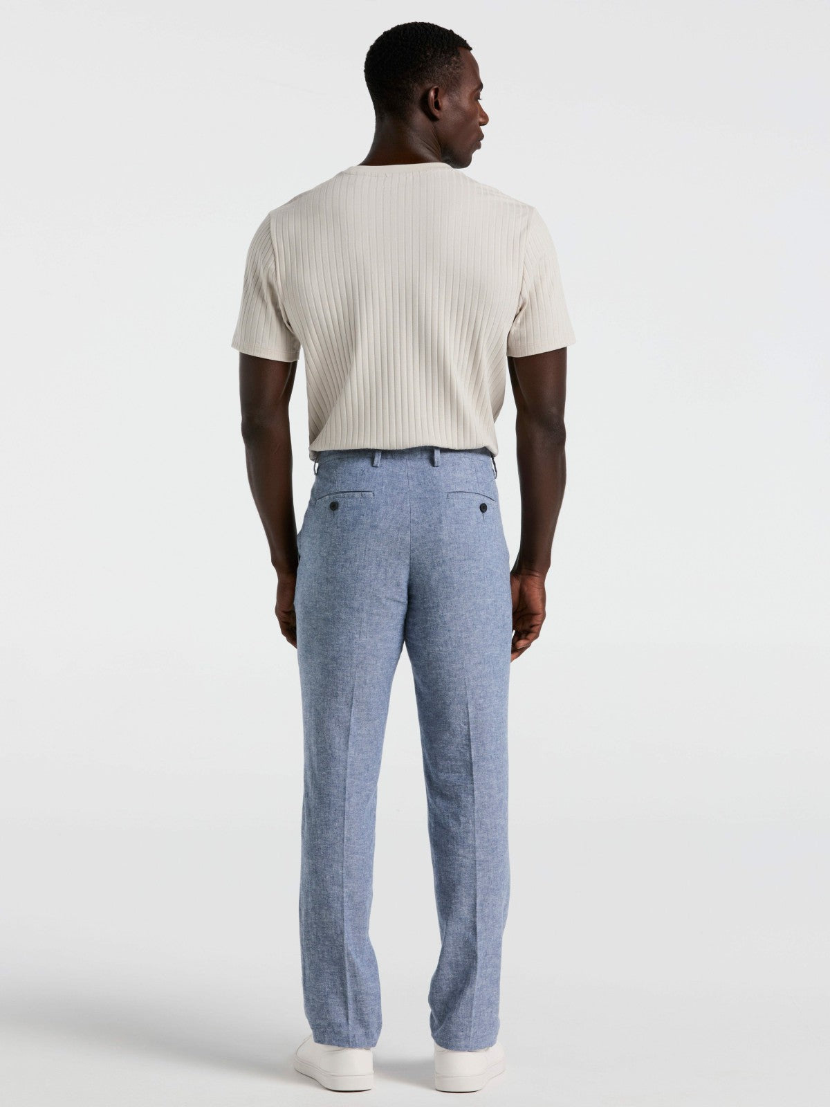 Slim Fit Flat Front Linen Blend Chino Pant