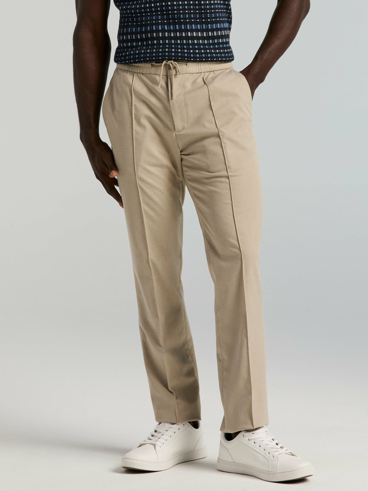 Slim Fit Linen Blend Drawstring Pants