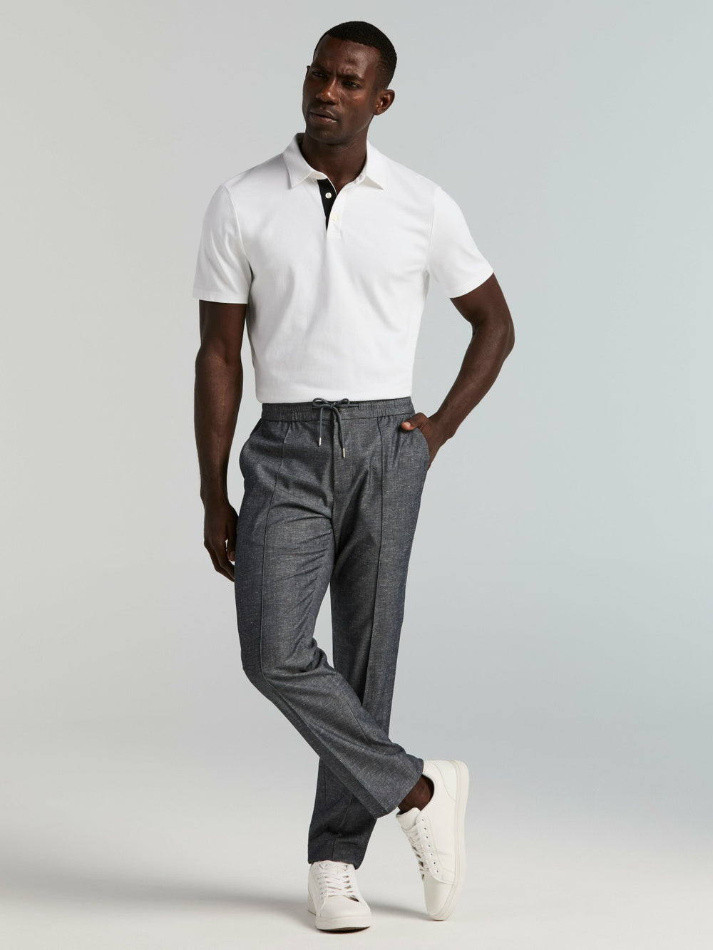 Slim Fit Linen Blend Drawstring Pants