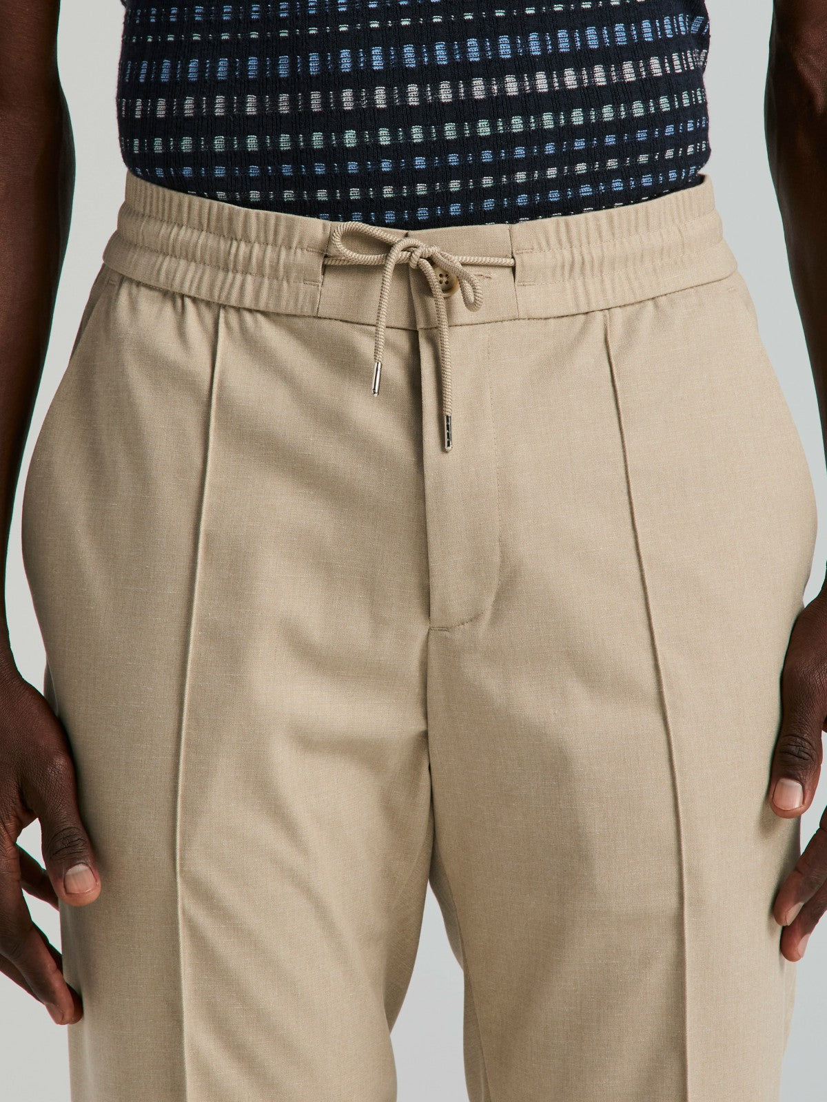 Slim Fit Linen Blend Drawstring Pants