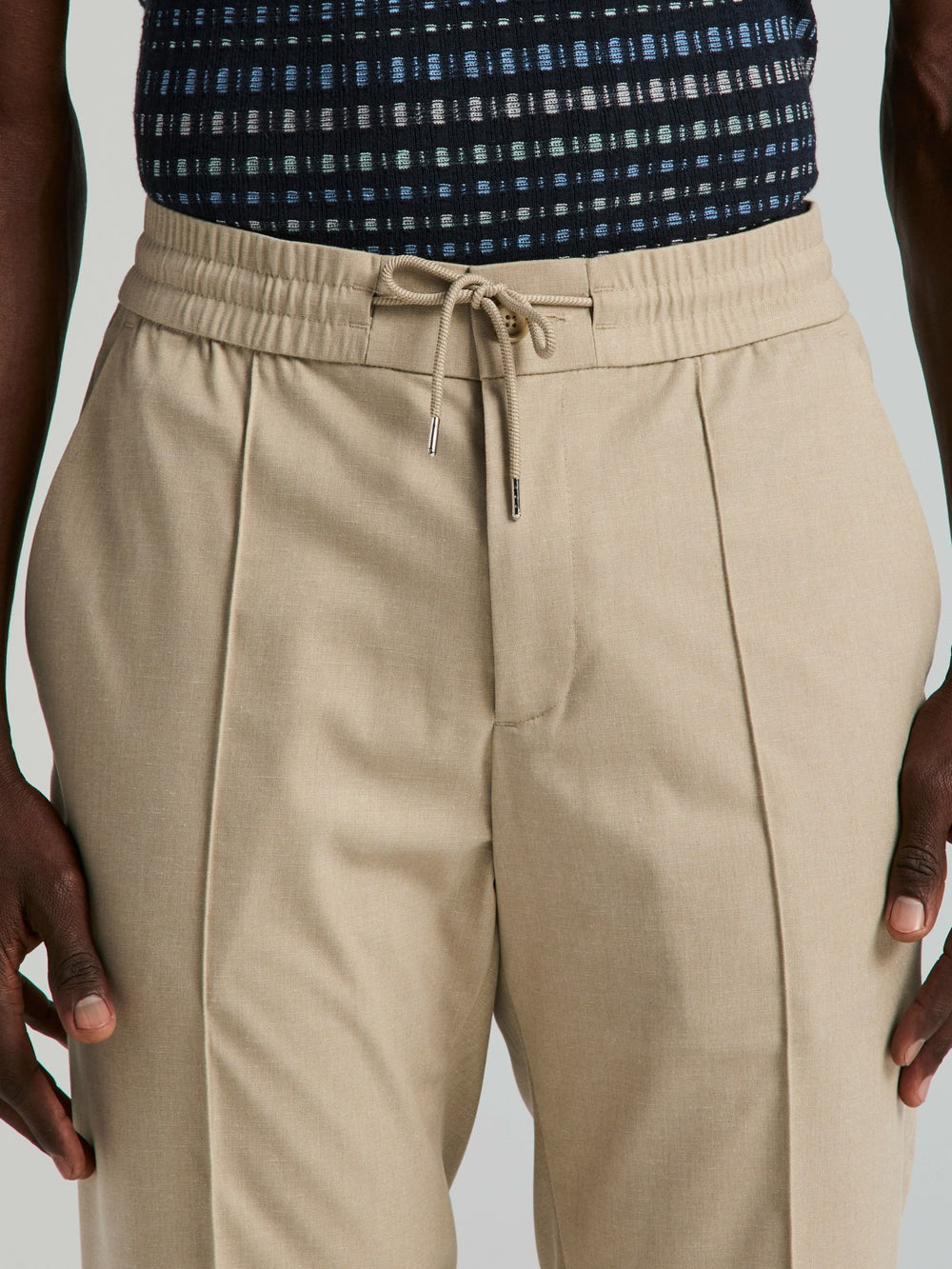 Slim Fit Linen Blend Drawstring Pants