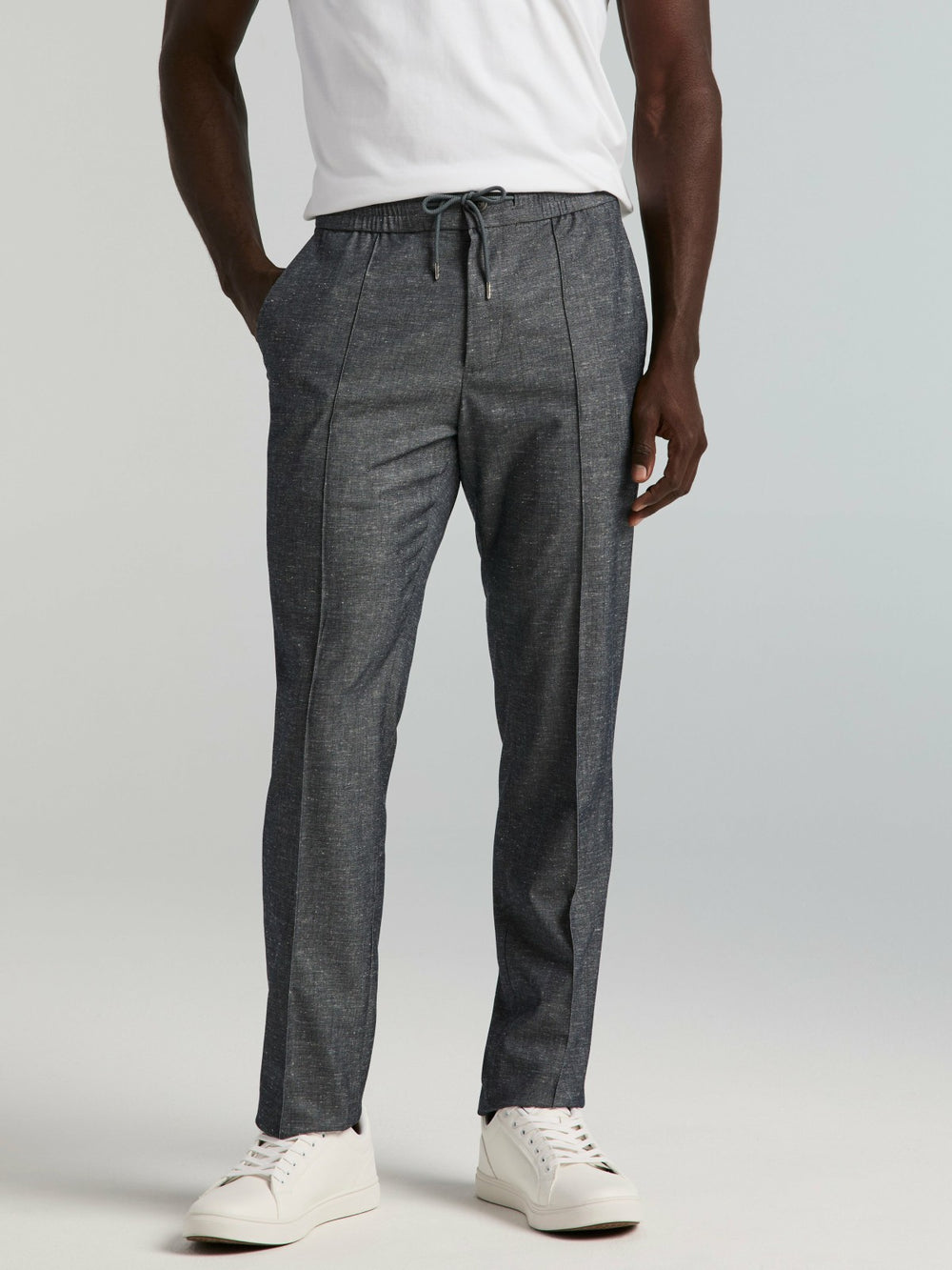 Slim Fit Linen Blend Drawstring Pants