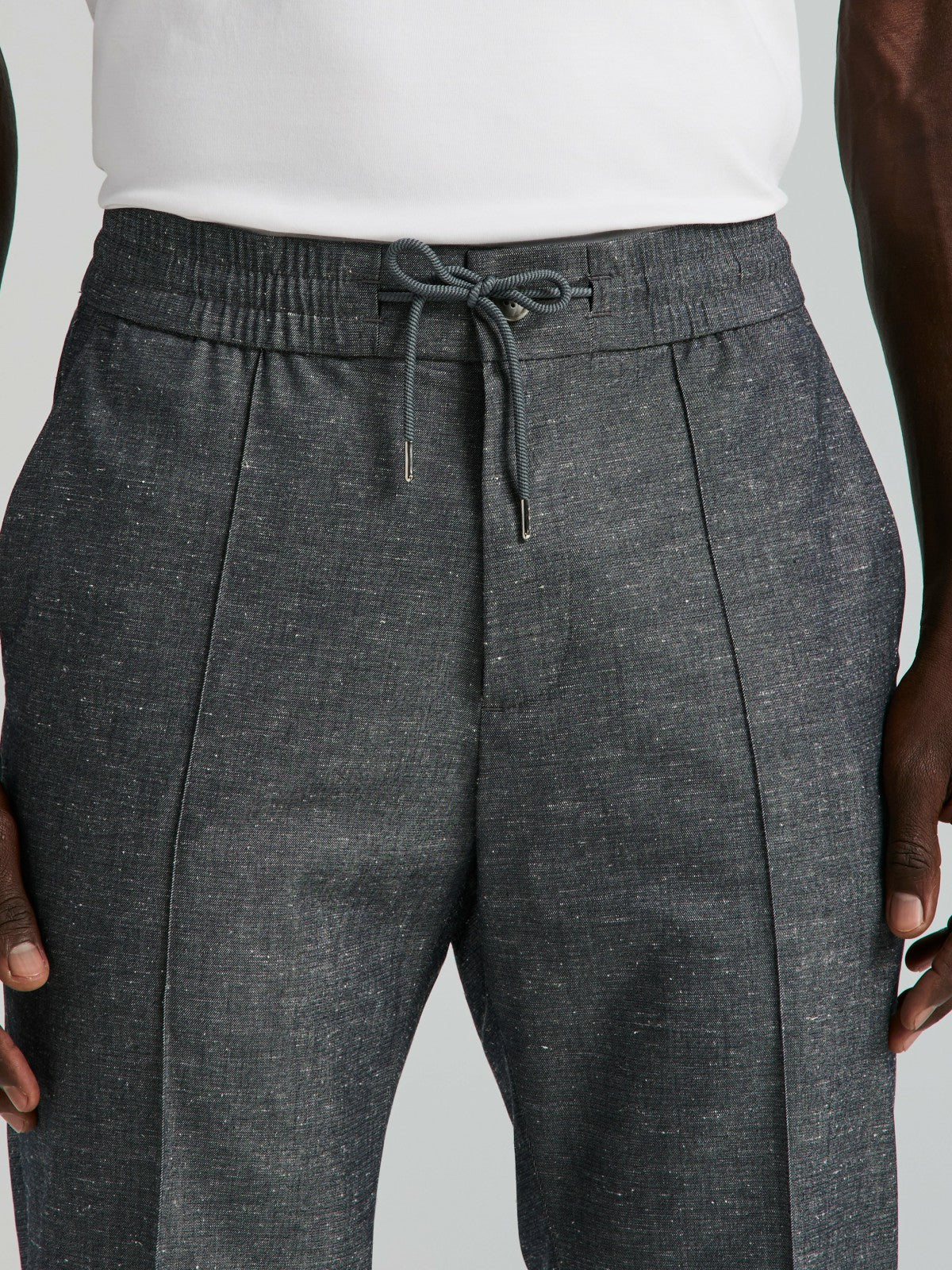 Slim Fit Linen Blend Drawstring Pants