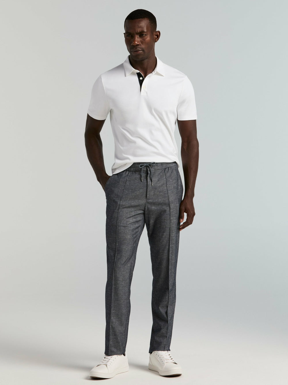 Slim Fit Linen Blend Drawstring Pants