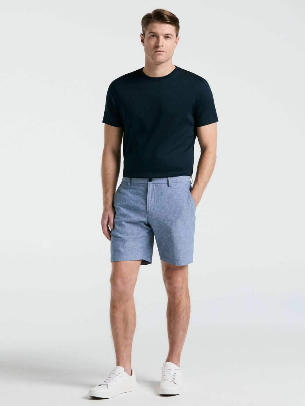 8" Flat Front Linen Cotton Short