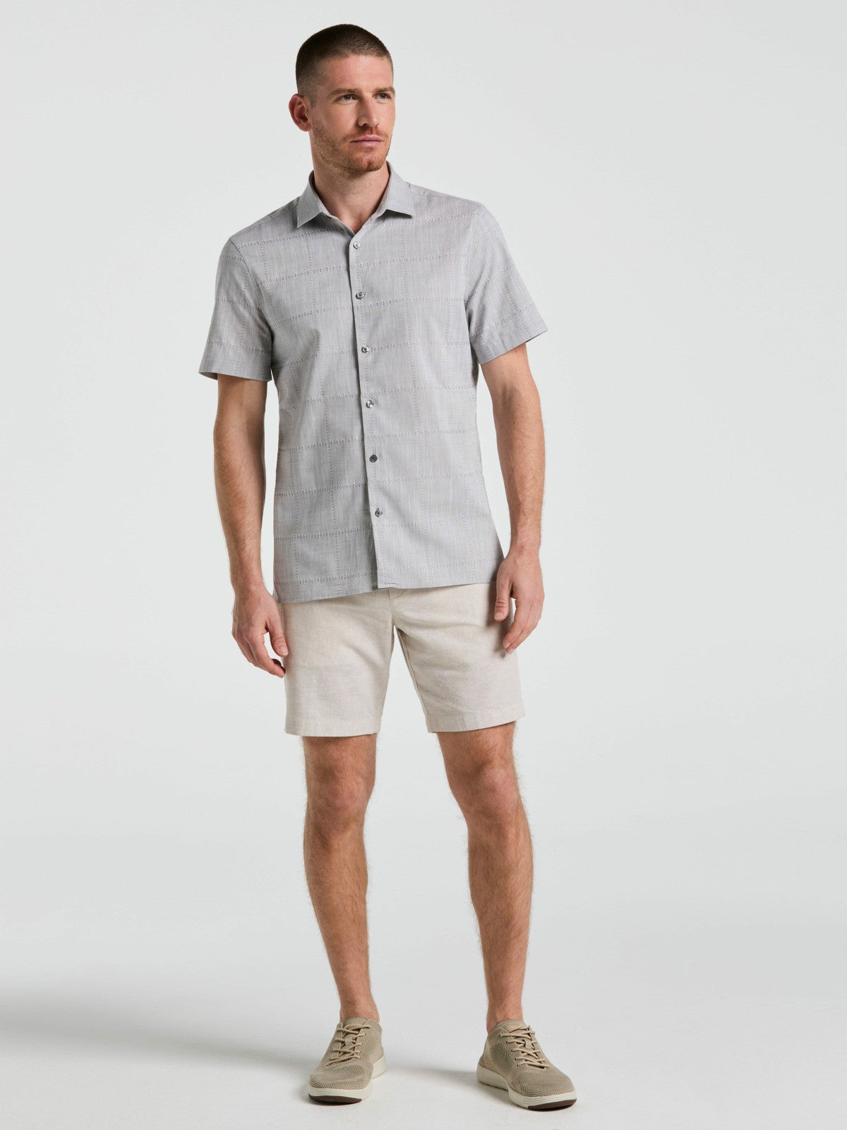 8" Flat Front Linen Cotton Short