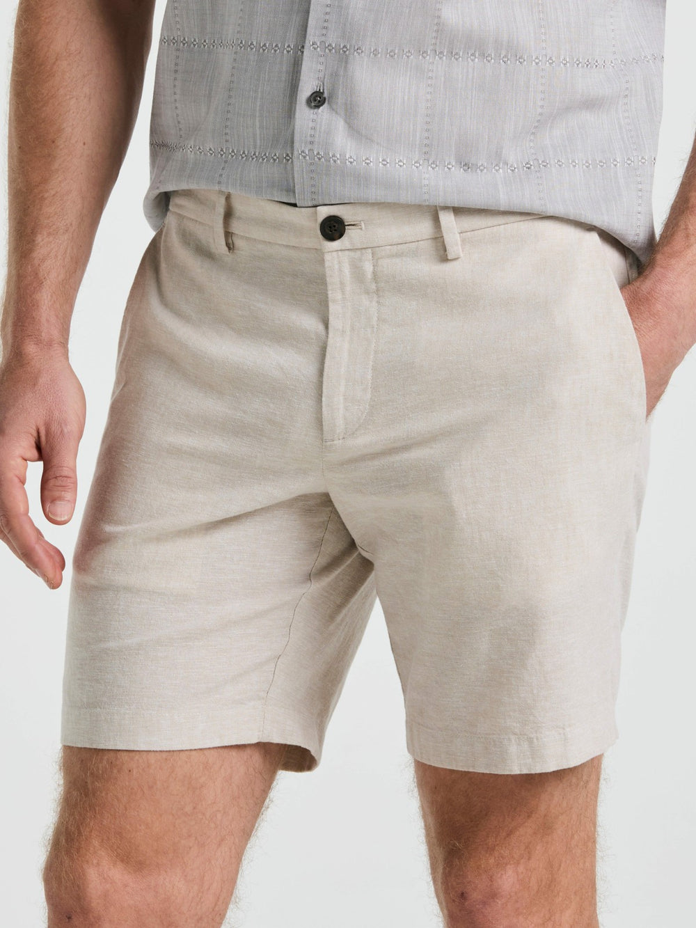8" Flat Front Linen Cotton Short