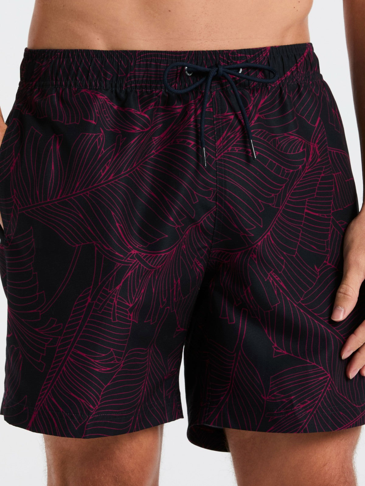 Botanical Line Print Swim Trunk
