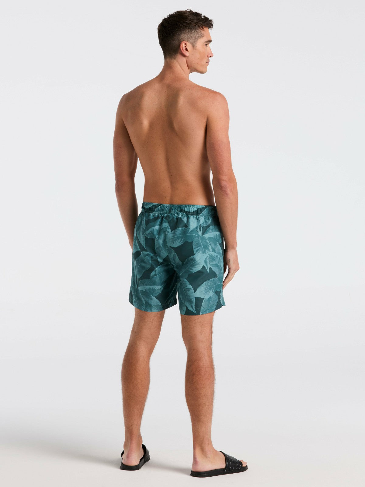 Tropical Plant Print Swim Trunk