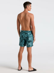 Tropical Plant Print Swim Trunk